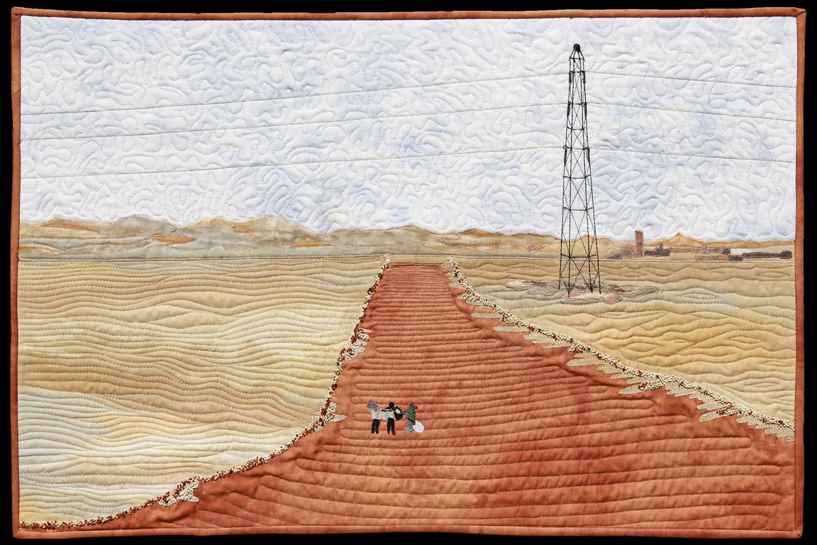 20" x 30" (2018) Original design made for entry into a SAQA global exhibitition called "Forced to Flee."